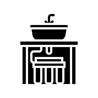 在水槽字形图标矢量插图下的水过滤器