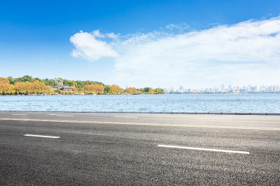 杭州柏油路和西湖景区景观