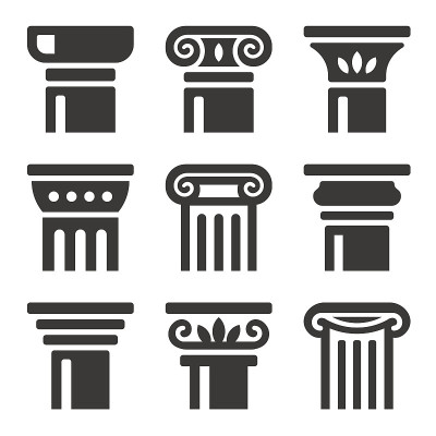 古代列图标集。向量