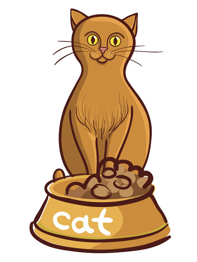 猫与碗在白色背景矢量插图