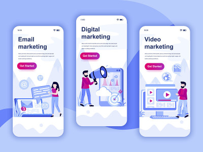 Set of onboarding screens user interface kit for V