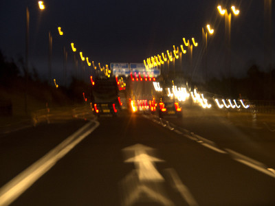 交通前灯夜，A1高速公路，约克郡