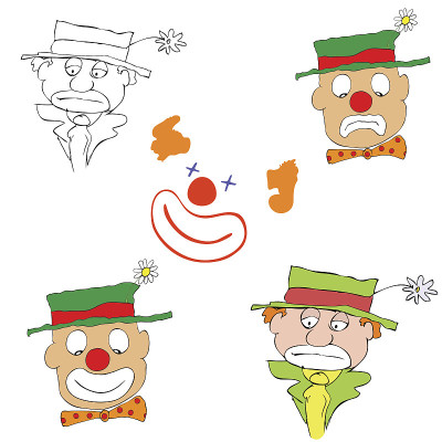 一组各种各样的小丑