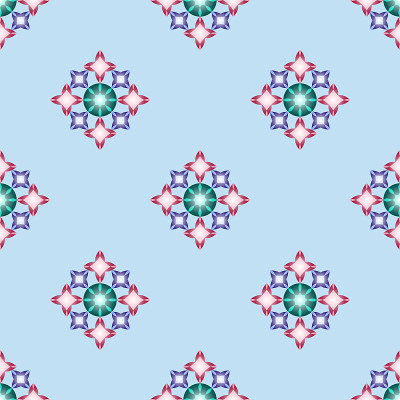 Seamless pattern with colorful scattered gems on l
