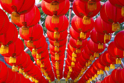 春节期间的中国灯笼
