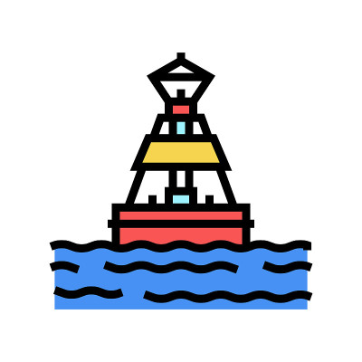 浮标港口颜色图标矢量插图