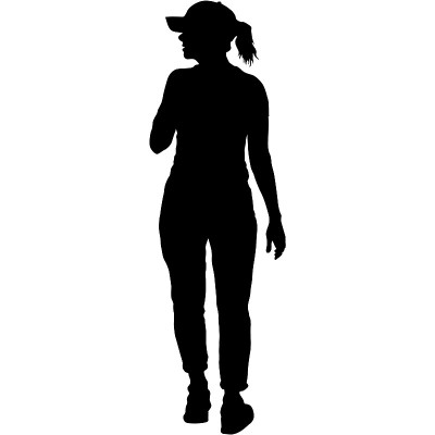 白色背景上行走的女人的剪影