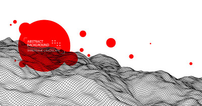 线框景观背景。未来的矢量插图。