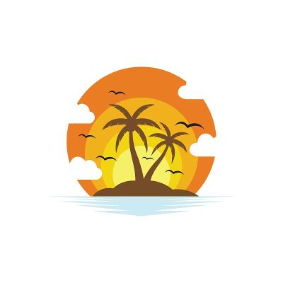 棕榈树夏季标志模板