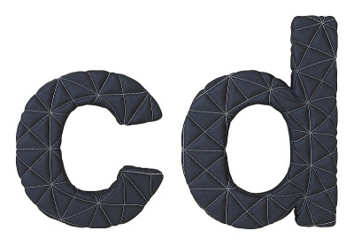 小写缝制皮革字体c d字母