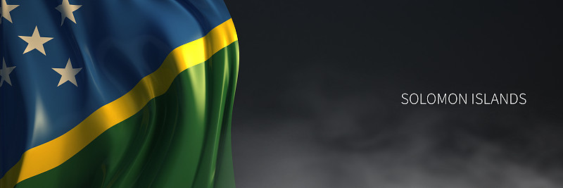 Solomon Islands Flag with Dark Background. 3d Rend
