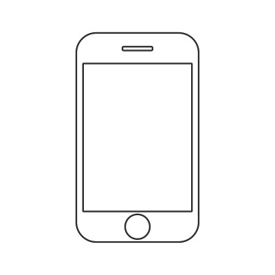 Black out lines smartphone with menu button and em