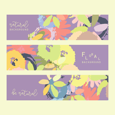 Set of creative botanical floral banners, cards. A