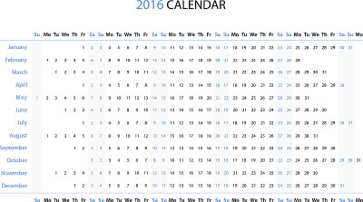 2016年线性日历