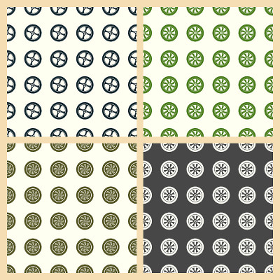 汽车车轮矢量插图上的无缝模式背景
