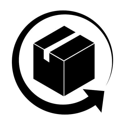 返回框图标矢量交付航运概念平面设计，标志，网站，社交媒体，移动应用程序，UI插图