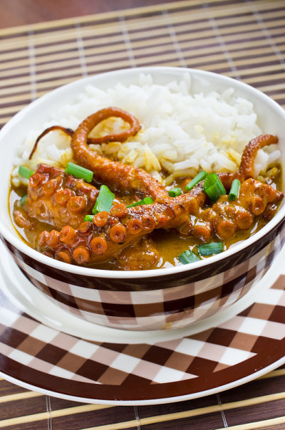 韭菜章鱼咖喱饭