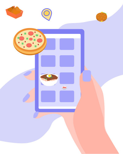 在网上点不同的菜，矢量图
