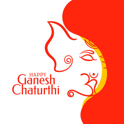 快乐ganesh chaturthi节日时尚卡片设计