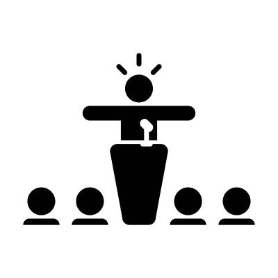 Leader icon vector person speaking on podium symbo