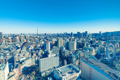 东京城市天际线。文教区鸟瞰图。