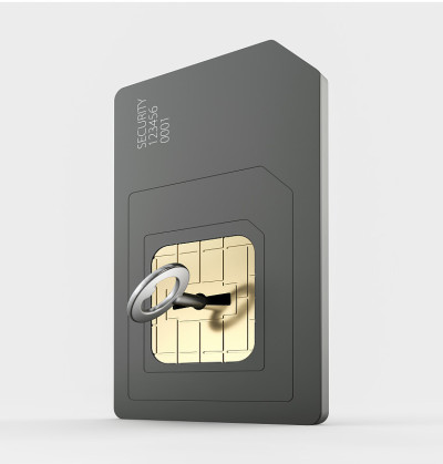 3d渲染的simcard保护概念，隔离白色