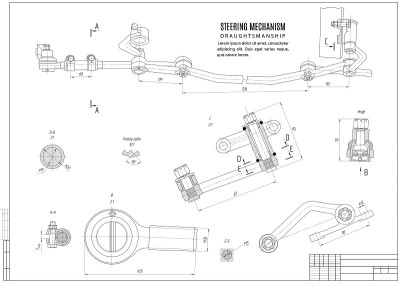 technical drawing construction draft with a frame 