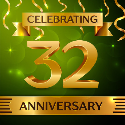 Realistic Thirty two 32 Years Anniversary Celebrat