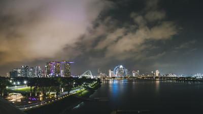 新加坡滨沙湾和市中心的全景
