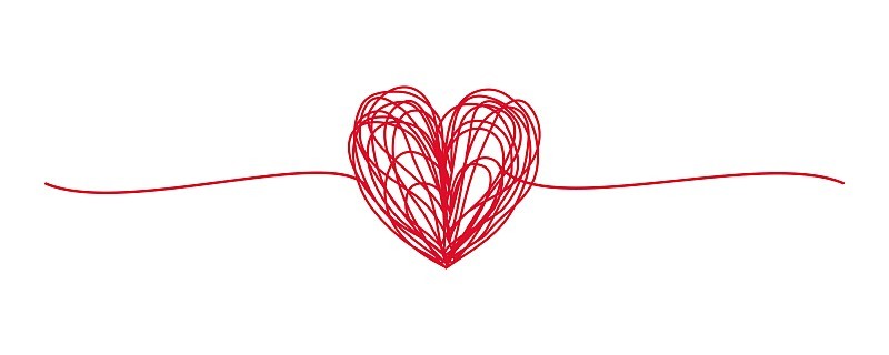 Tangled grungy red heart scribble