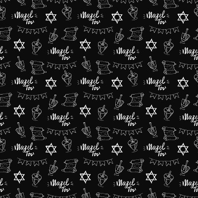 Mazel tov无缝模式，犹太节日手绘项目，矢量插图