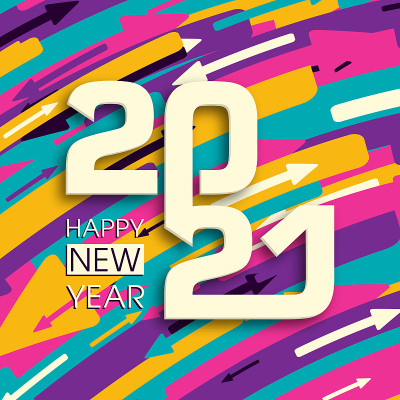 2021年新年快乐文本设计向量。