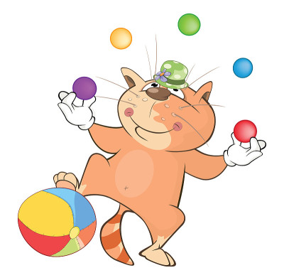 插图可爱的猫杂耍卡通人物