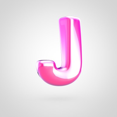 粉红色字母J大写孤立在白色背景。
