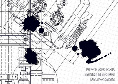 计算机辅助设计系统。技术插图,背景。机械工程制图
