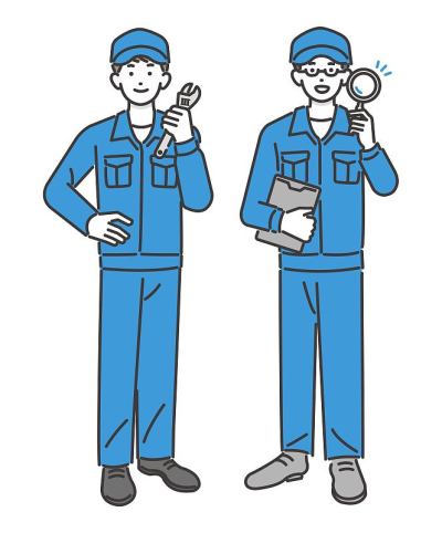 修理或检查汽车技工的全身矢量插图材料/维护/车辆检查/修理