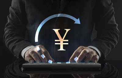 在办公室工作的商人和图标出现