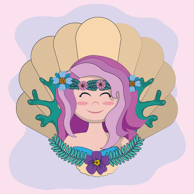 Beautiful and magic mermaid cartoon