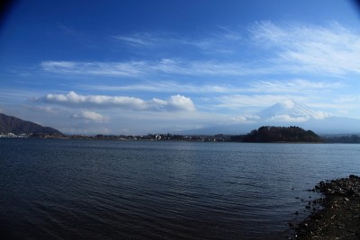 从川口湖看富士山