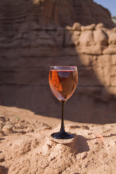 Rosé酒杯倒像柯达盆地州立公园犹他州
