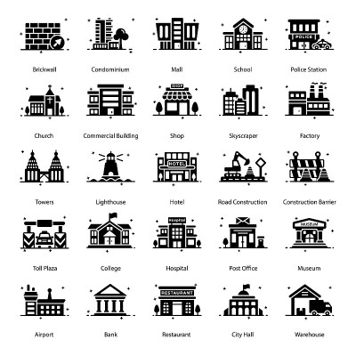建筑字形图标包