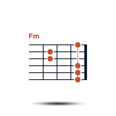Fm，基本吉他和弦图图标矢量模板