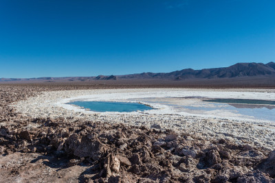 隐藏的巴尔蒂纳奇泻湖，令人惊叹的蓝色咸水。科皮亚波desert。智利