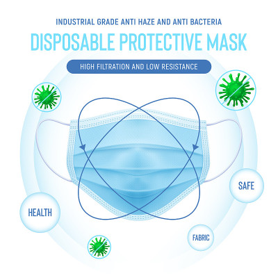 3d realistic vector disposable protective mask. Bl
