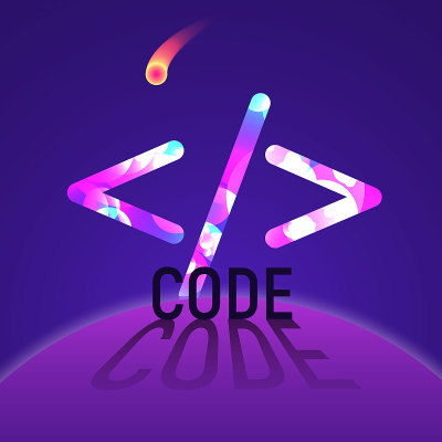 Concept Code sign in space vector illustration. Te