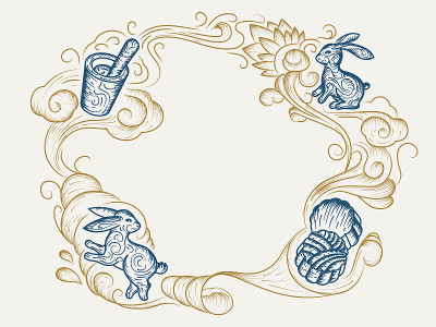 Mooncacke sketch and hand drawn rabbit or bunny fo