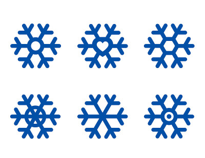 一组孤立的雪花图标