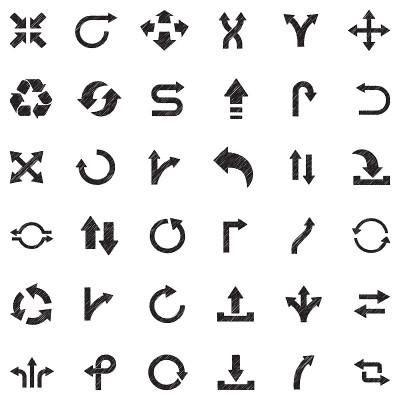 箭头图标。黑色涂鸦设计。矢量插图。