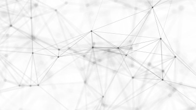 由点与线相连的抽象构图。白色背景。丛的效果。