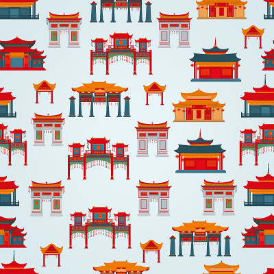中国传统建筑的无缝矢量模式